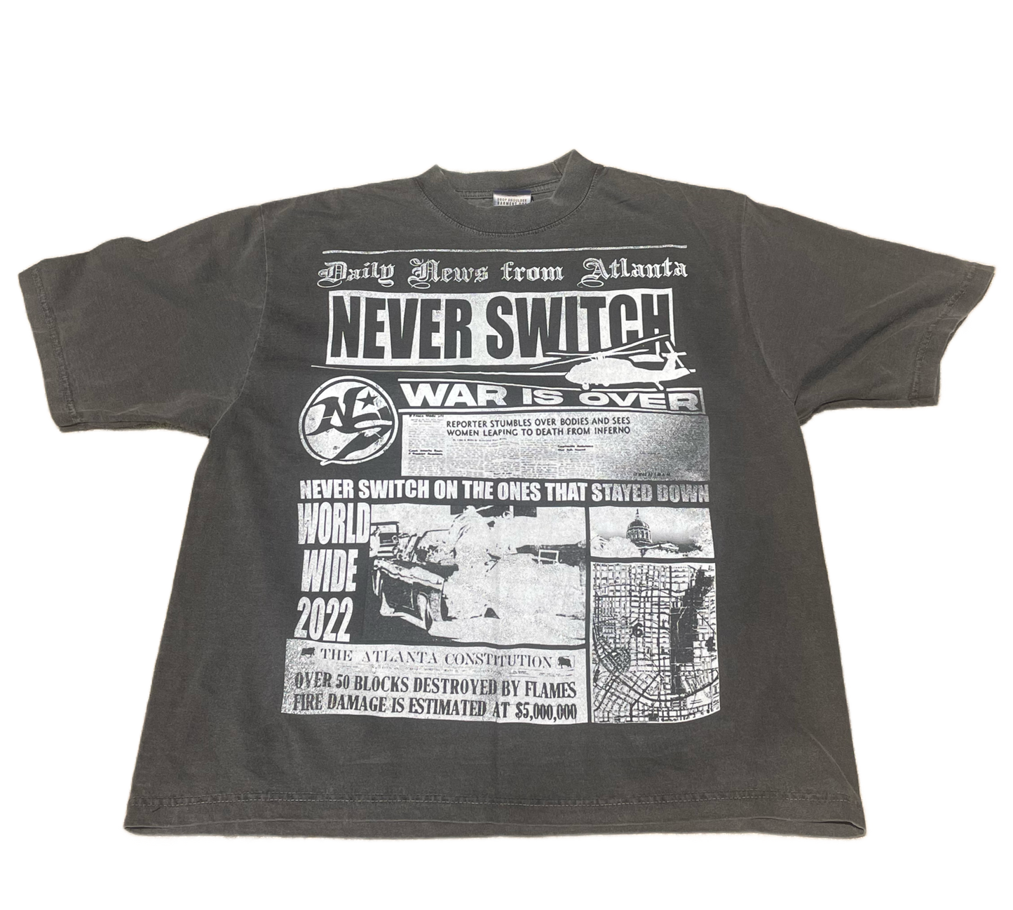 Never Switch "NewsPaper" T-Shirt Grey